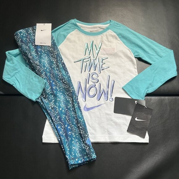 NWT Nike Leggings & Long Sleeve Tee Set Girls Size 5